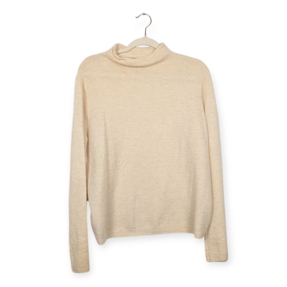 Vince Cream 100% Cashmere Mock Neck Sweater Long Sleeve Size L